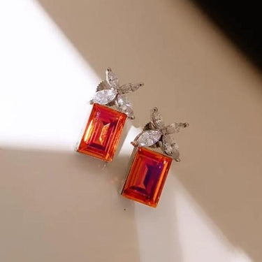 Orange Crystal Stud Earrings Zayn Luxury Jewellery